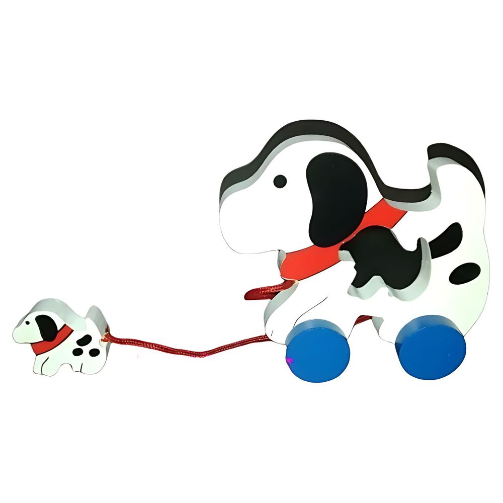 Juguete De Madera De Arrastre En Forma De Perro 8x6 Cm image number 0.0