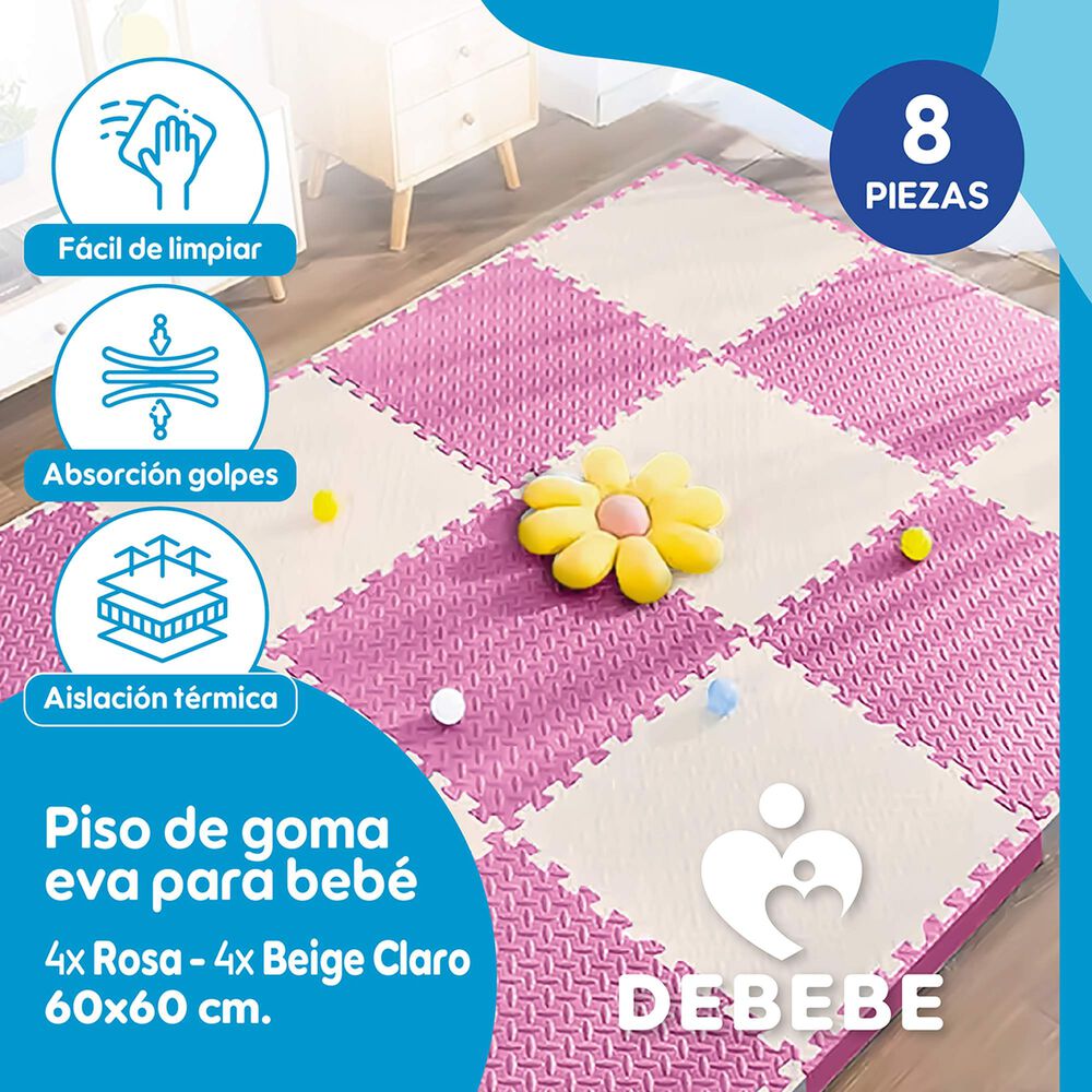 Piso De Goma Eva Bebe Alfombra Debebe 10mm 60x60cm X8 Ryb image number 1.0