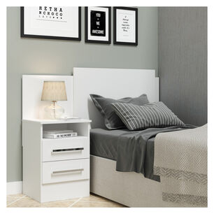 Respaldo De Cama 1 Plaza Con Velador Blanco