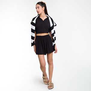 Short Pretina Elasticada Full Print Tiro Medio Relax Mujer Freedom