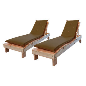 Reposeras Pack-2 + Mesa En Madera Natural Tapiz Cafe