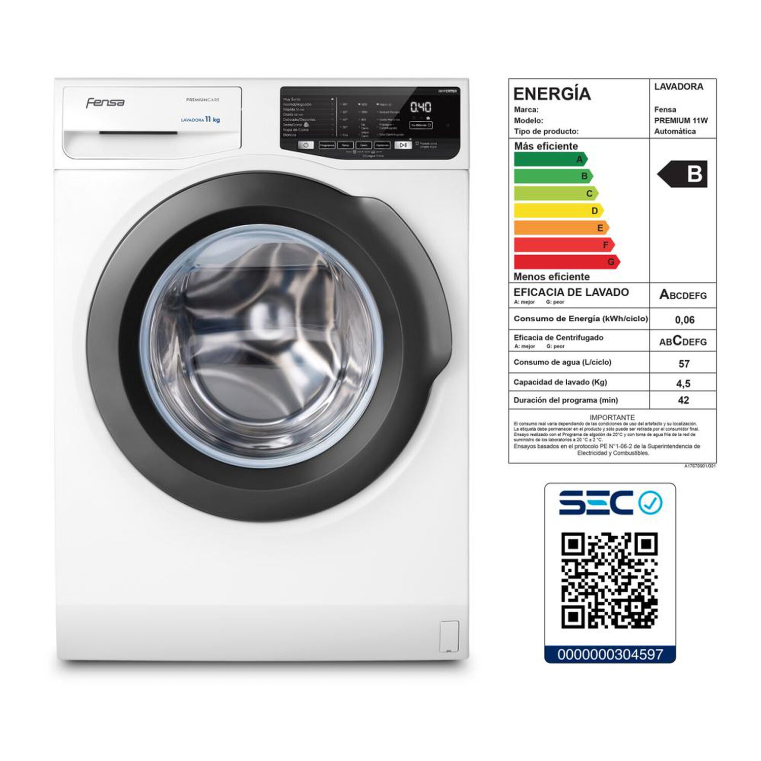 Lavadora Fensa Premium Care 11W / 11 Kg image number 6.0
