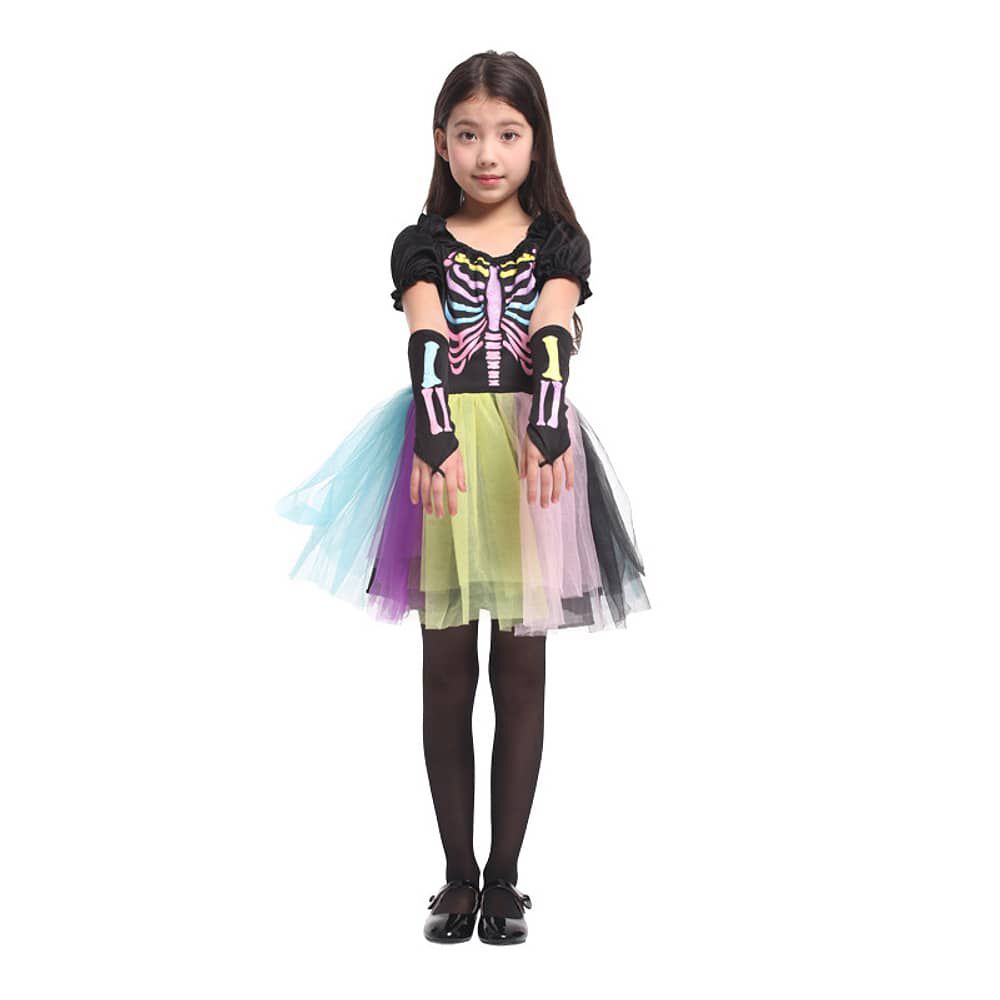 Disfraz Cosplay Esqueleto Arcoiris Ni&ntilde;a image number 0.0
