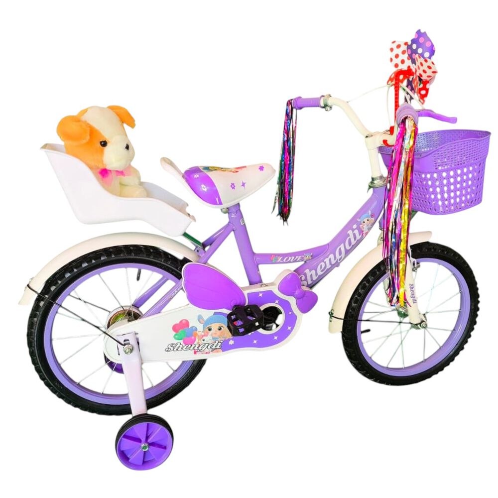 Bicicleta Aro 16 Infantil Con Peluchero Lila Shengdi image number 4.0