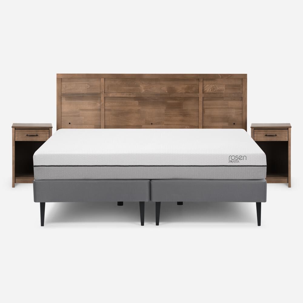 Cama Europea Rosen Pratta / King / Base Dividida + Set De Maderas Robin Tostado image number 0.0