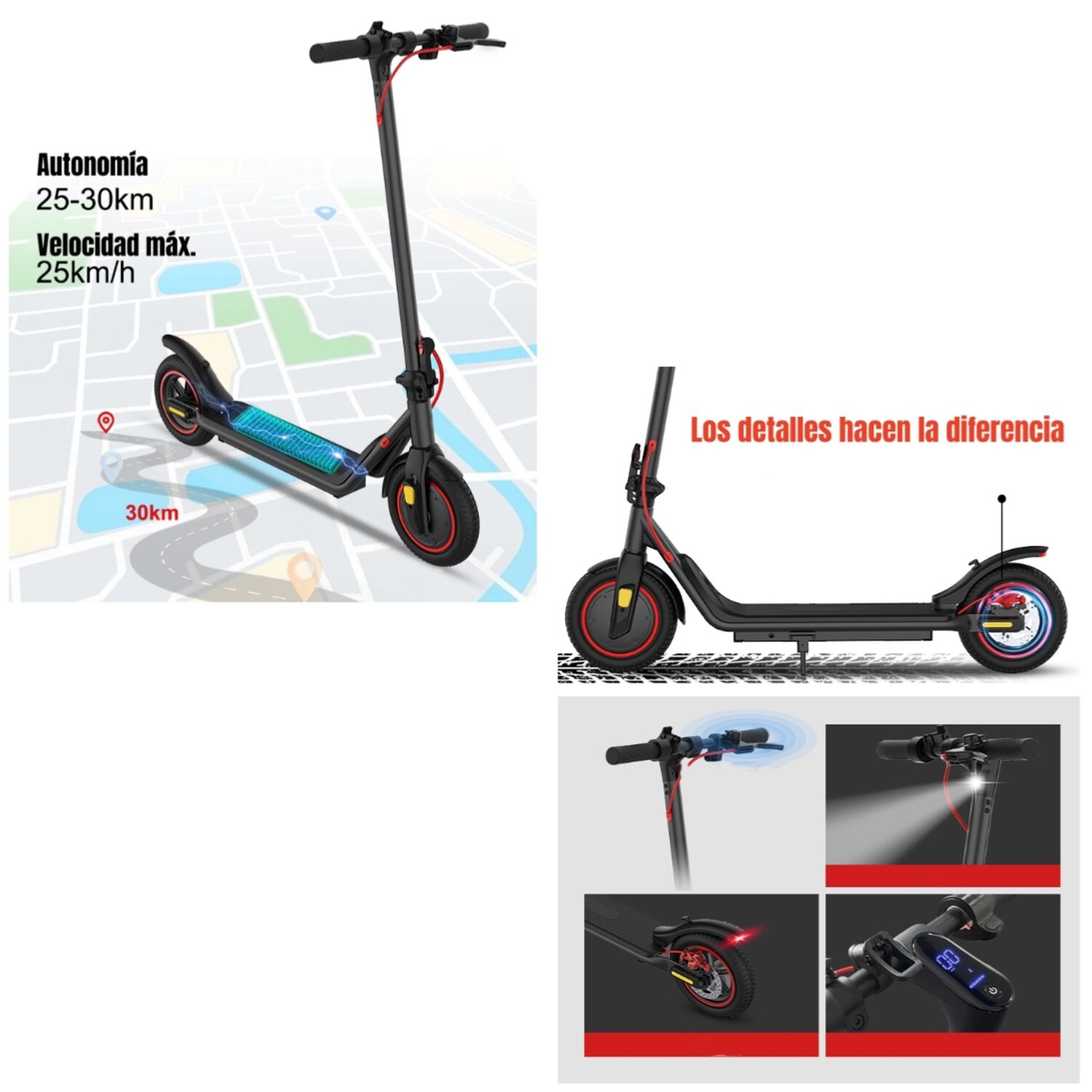 Scooter Adulto El&eacute;ctrico 30km 36v 350w M2 Negro image number 6.0