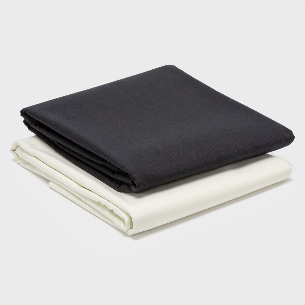 Pack 2 Sabanas Unicolor Arthome Negro + Beige 1.5 Plaza 144 Hilos image number 0.0