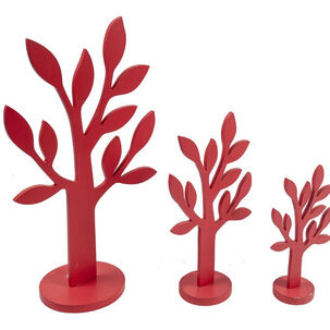 Set De Figuras Decorativa Arboles De Madera Rojo