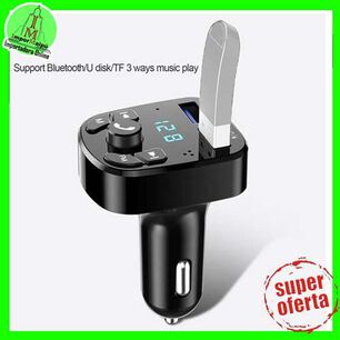 Adaptador Transmisor Bluetooth Fm Radio Cargador Tipo C Y Usb Celular 2,1a Encendedor Cenicero