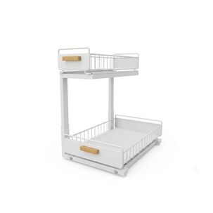 Organizador 2 Niveles Cajones Deslizantes Cocina Ba&ntilde;o Despensa Blanco