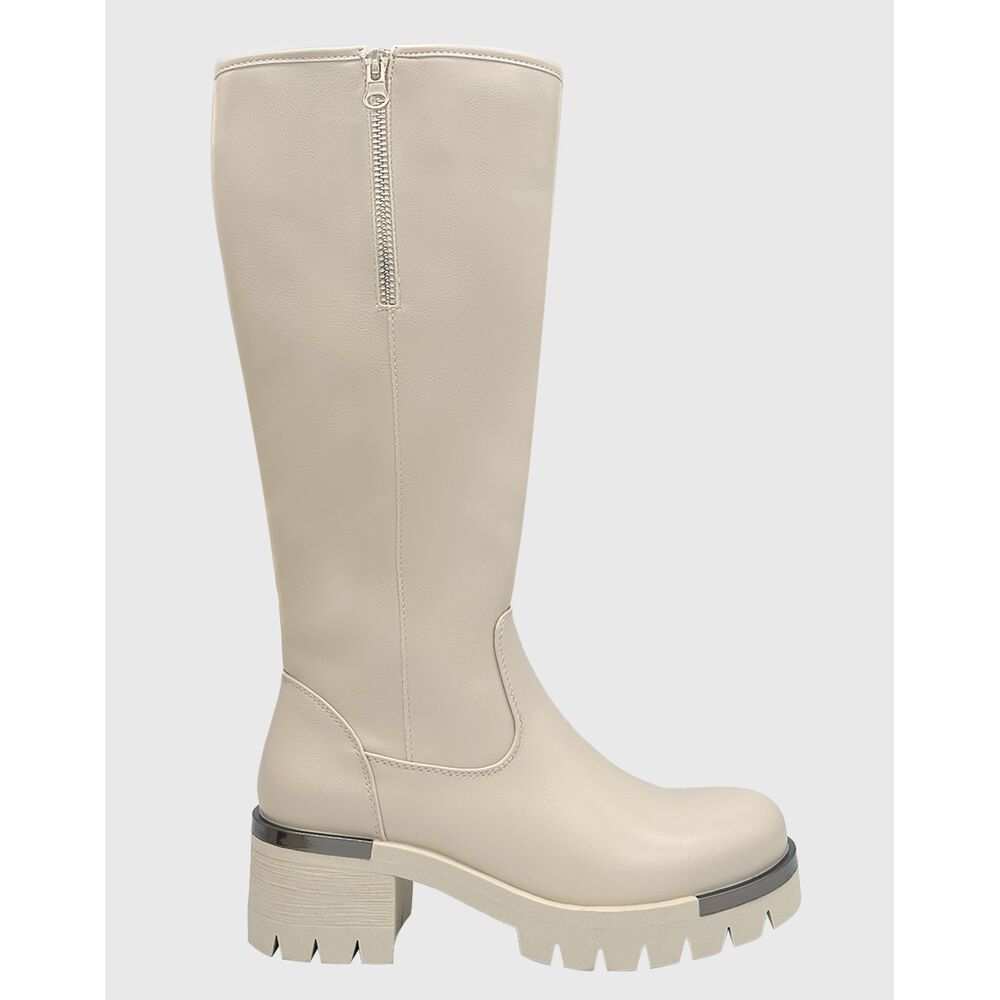 Bota Para Mujer Beige Bajo La Rodilla Lisa Danicolle image number 2.0
