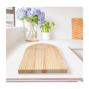 Tabla Decorativa De Bamb&uacute; Arco Acanalada Charcuter&iacute;a Quesos