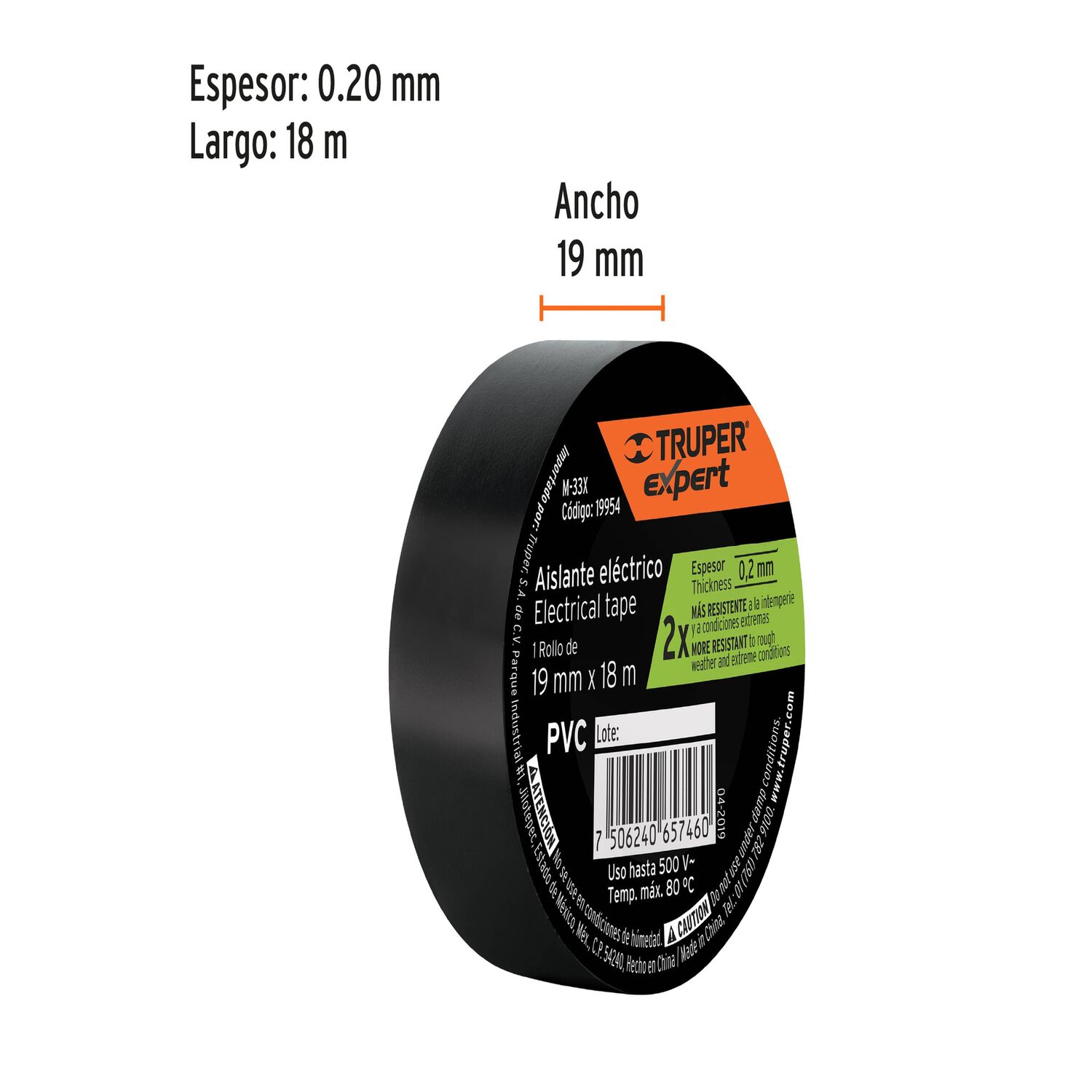 Huincha Cinta De Aislar 19mm X 18m Truper Expert M-33x image number 1.0