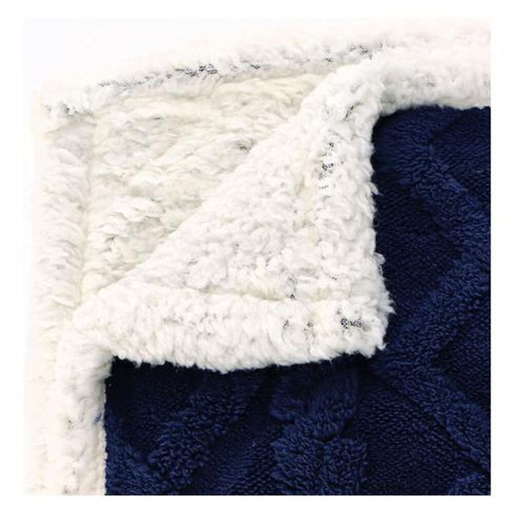 Frazada Andes Jacquard Sherpa Azul 2 Plaza image number 2.0