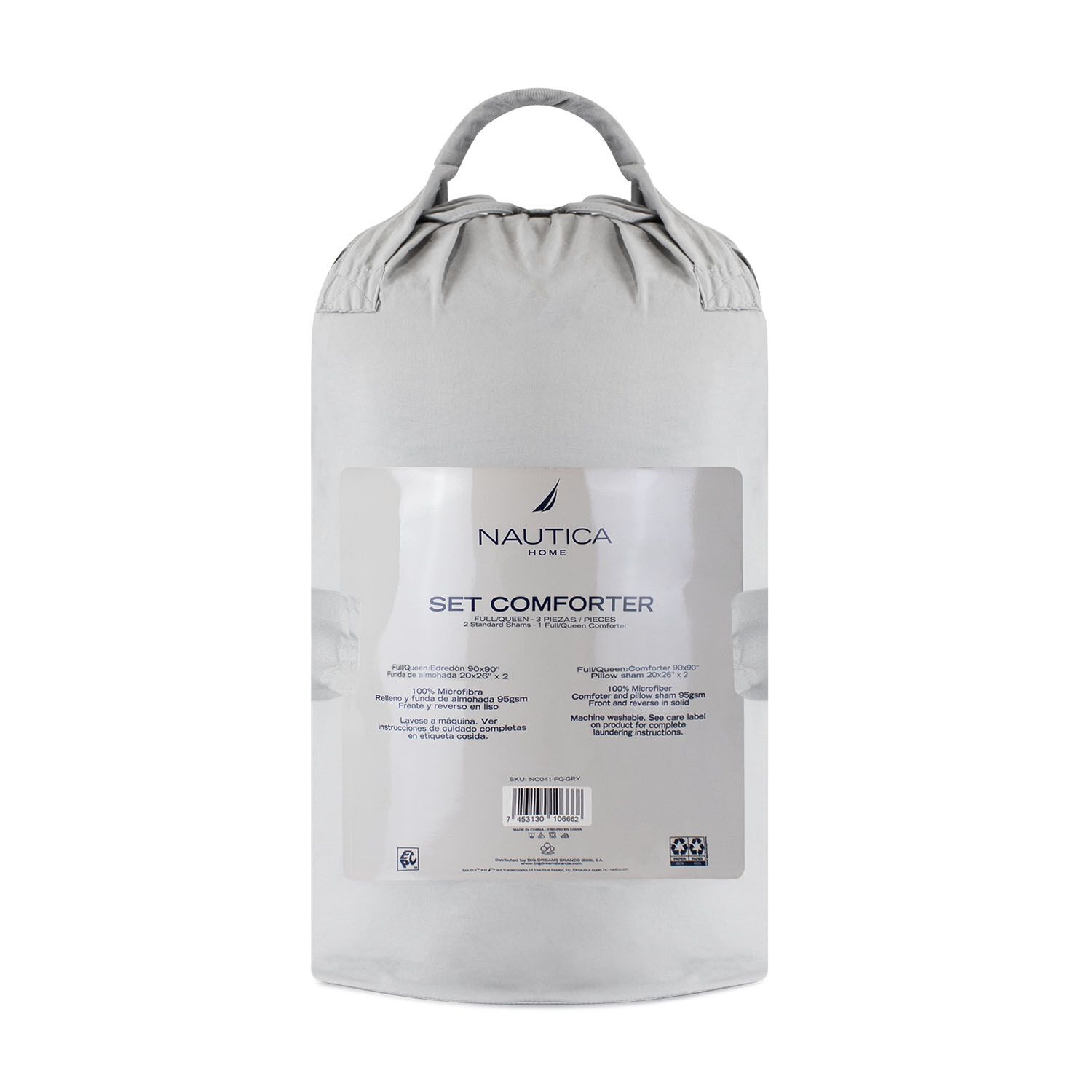 Cubrecama Queen Mcrofibra + Fundas Nautica Home Gris image number 4.0