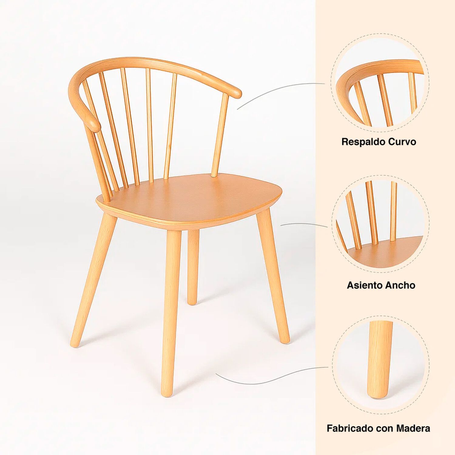 Silla Lykke De Madera - Natural image number 11.0