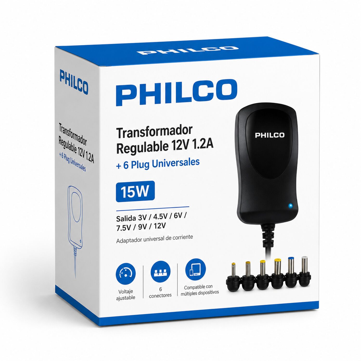 Transformador 12v Regulables 1.2a / 15w + 6 Plug Universales image number 3.0