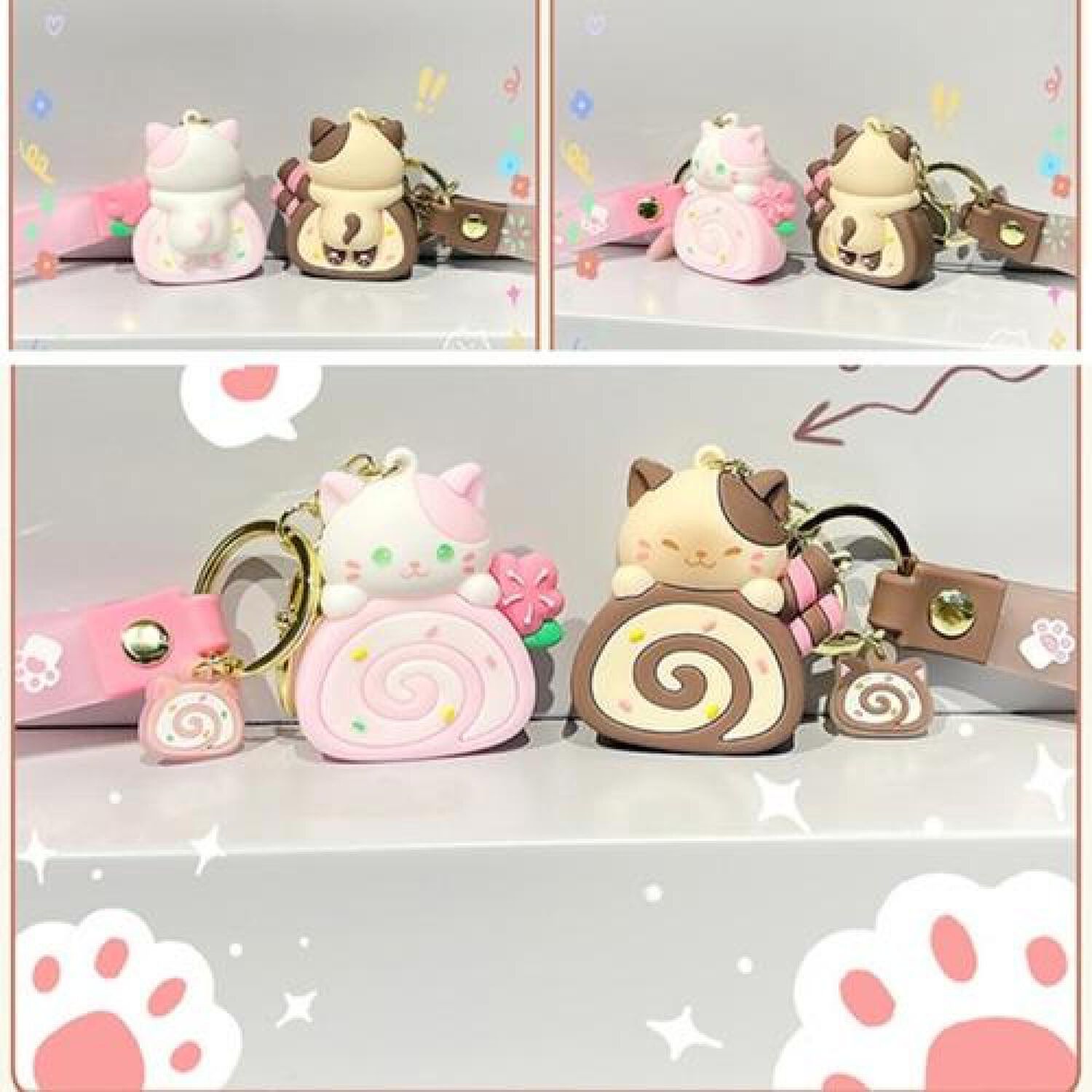Llavero Gatito Cake Roll Yummy Super Cute Kawaii Silicona image number 5.0