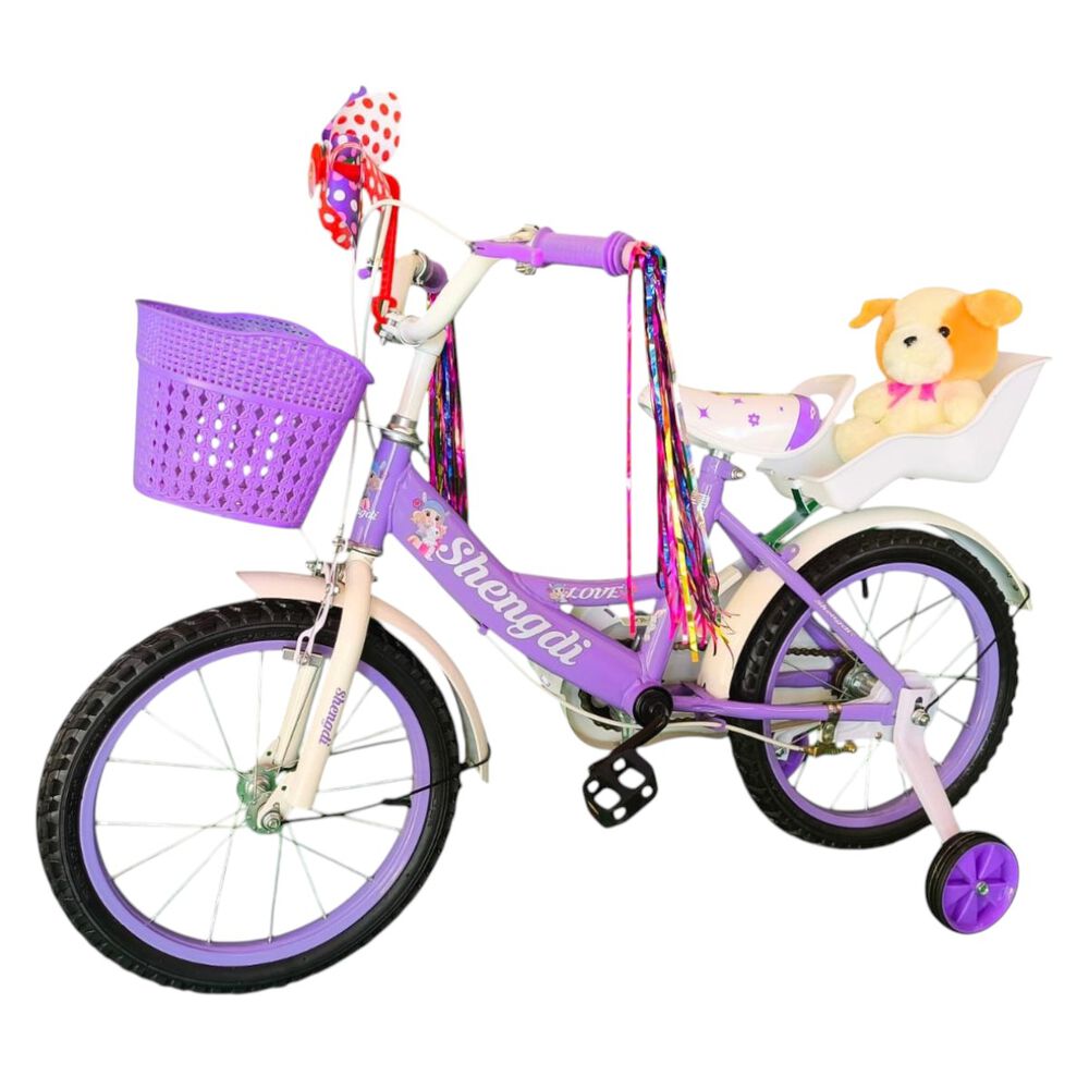 Bicicleta Aro 16 Infantil Con Peluchero Lila Shengdi image number 2.0