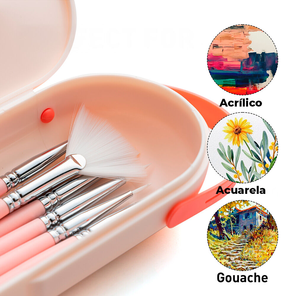 Himi Set De 8 Pinceles Multiforma Rosado image number 3.0