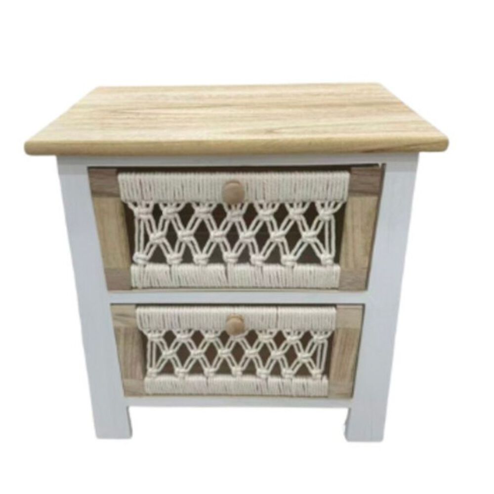 Mesa De Noche Estilo Boho R&uacute;stico 2 Cajones image number 0.0