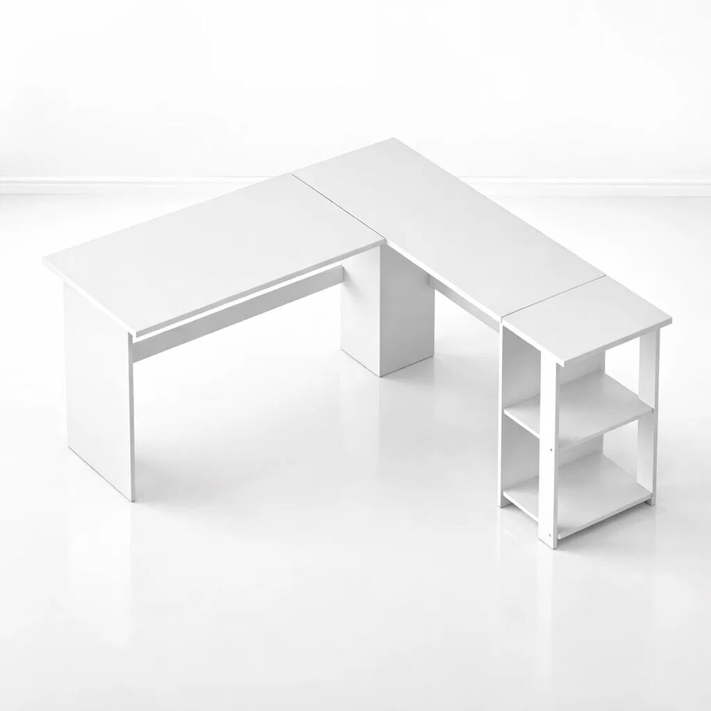 Escritorio Luma Corner En L Blanca Con Repisas image number 0.0