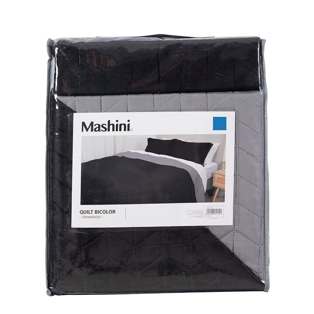 Cubrecama Quilt Liso King Negro - Gris image number 3.0