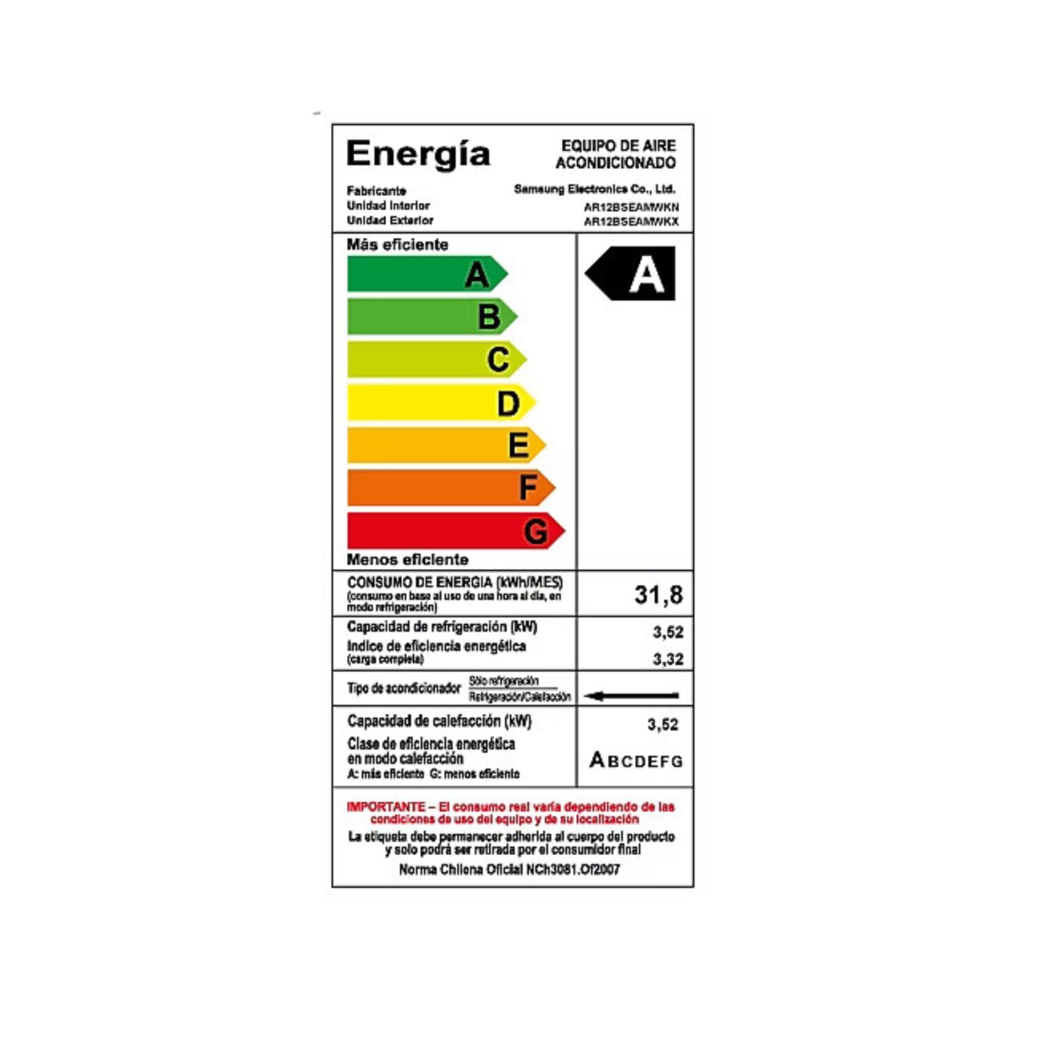 Aire Acondicionado Split 12000btu Inverter Samsung Windfree image number 3.0