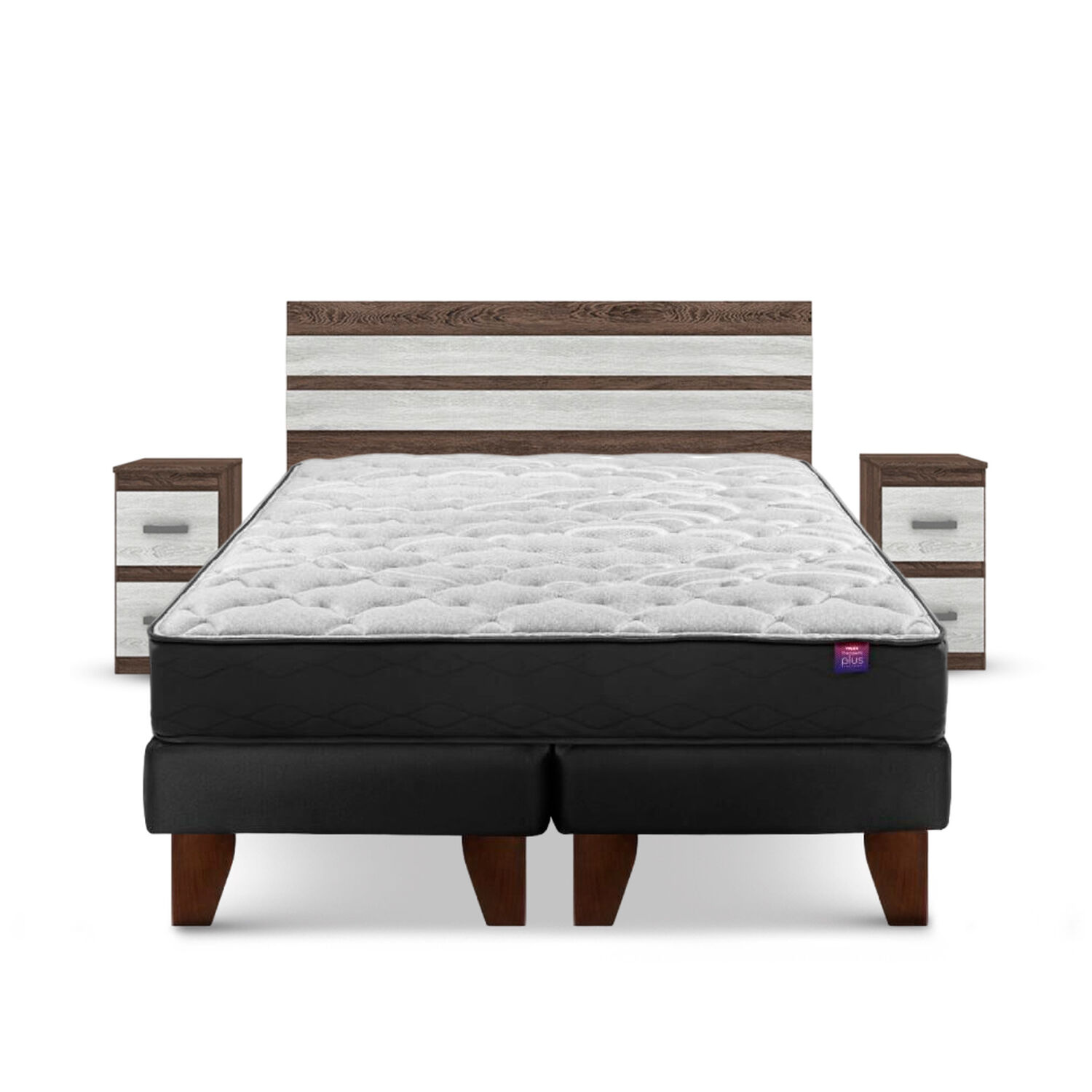 Cama Europea Flex Therapedic Plus / 2 Plazas / Base Dividida + Set De Maderas Madrid image number 0.0