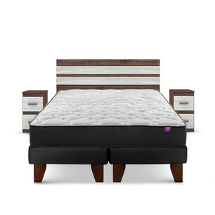 Cama Europea Flex Therapedic Plus / 2 Plazas / Base Dividida + Set De Maderas Madrid
