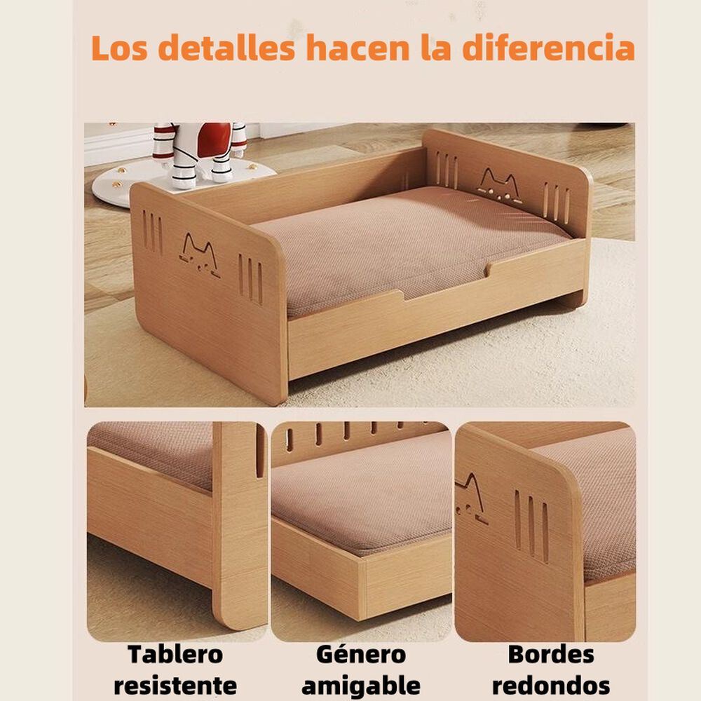 Cama Para Mascotas Madera Con Colchón 40x60cm By Lubabycas image number 2.0