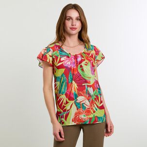 Blusa Manga Corta Cuello Redondo Mujer Lesage