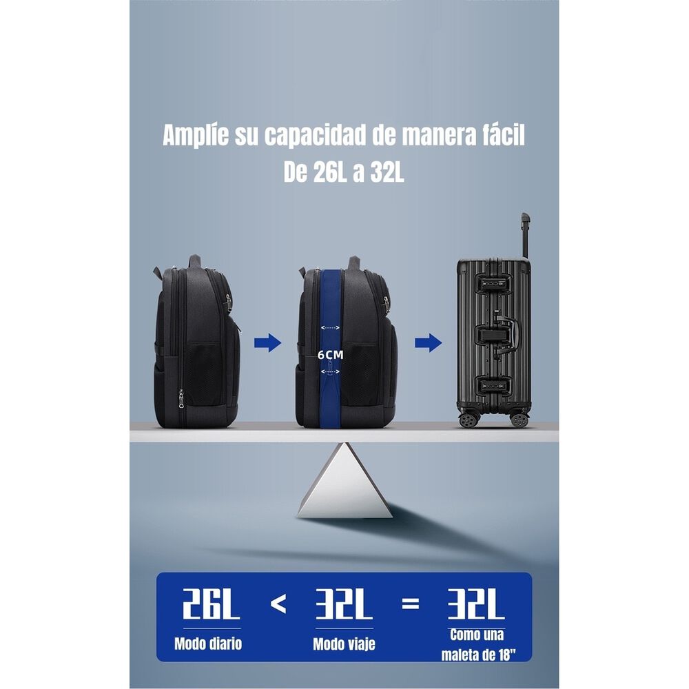 Mochila Notebook Inteligente Con Usb Negra By Lubabycas image number 2.0