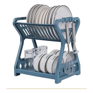 Escurridor De Platos 2 Niveles Plástico Azul Organizador