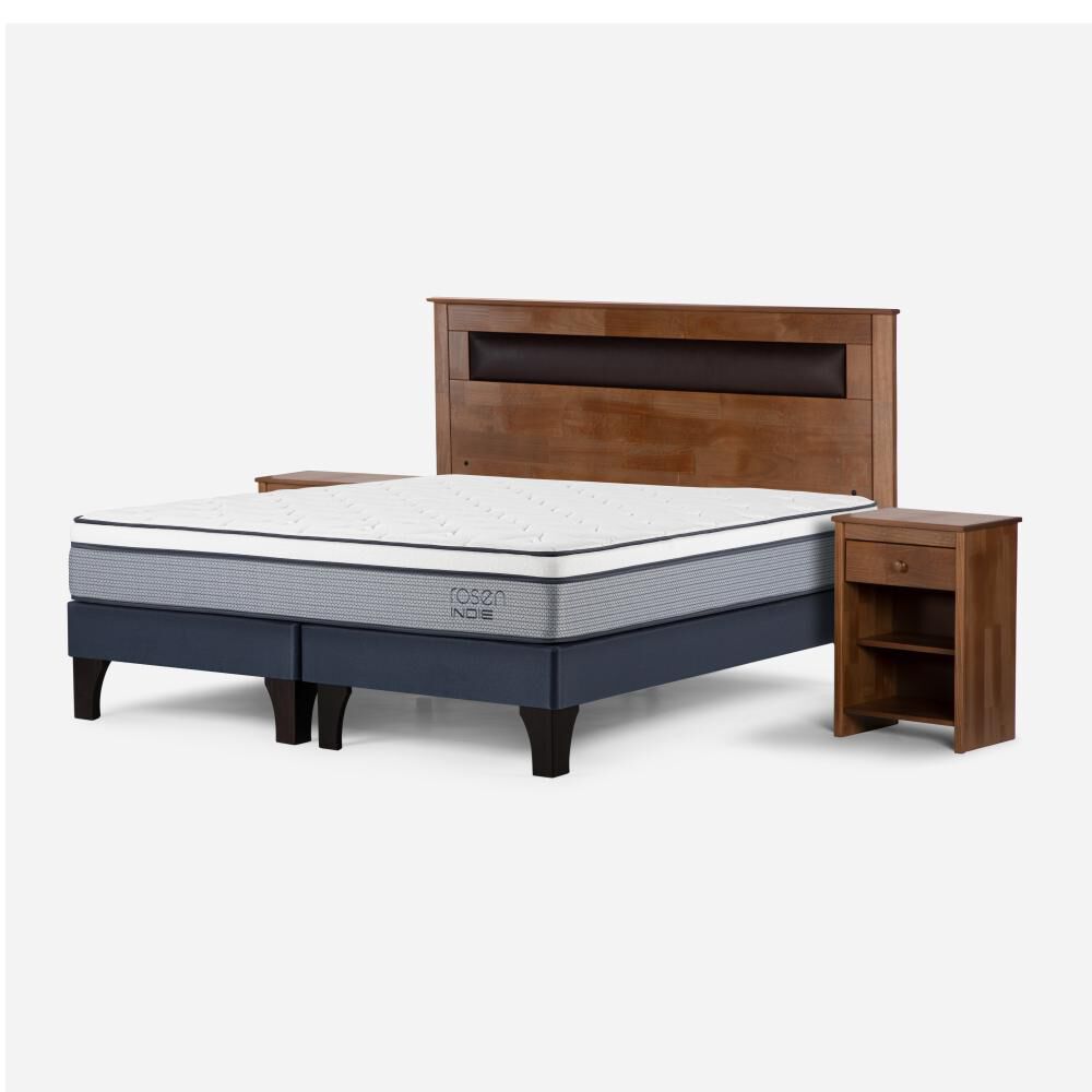 Cama Europea Rosen Indie / 2 Plazas / Base Dividida + Set De Maderas Ferrara image number 1.0