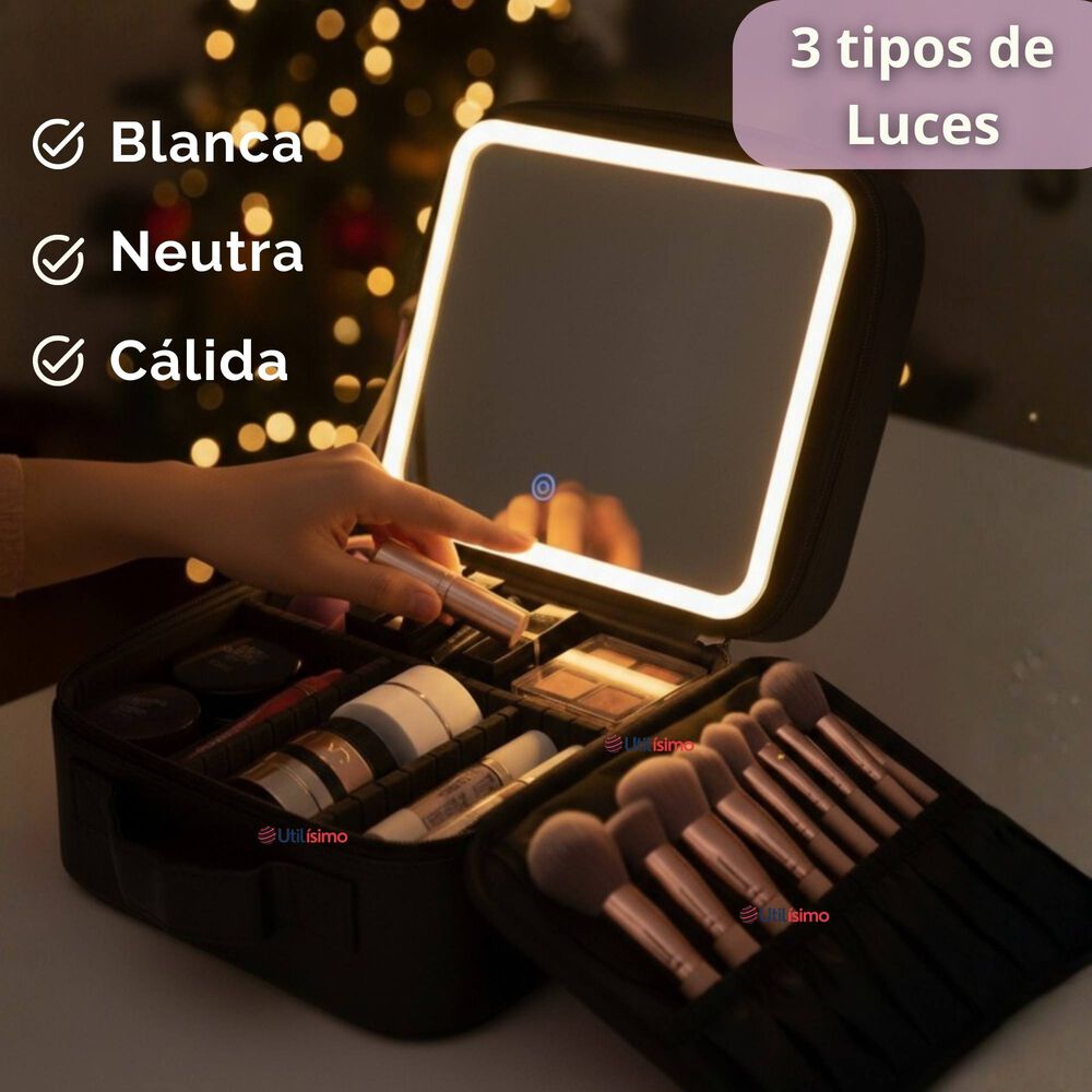 Malet&iacute;n De Maquillaje Con Luz Led Y Espejo Estuche De Maquillaje Organizador image number 4.0