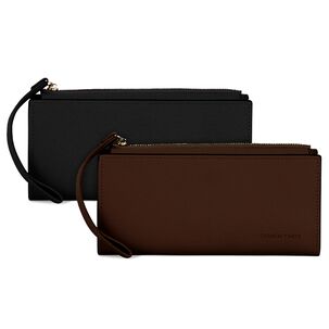 2 Billeteras De Mujer Delia Negra Y Café Carven