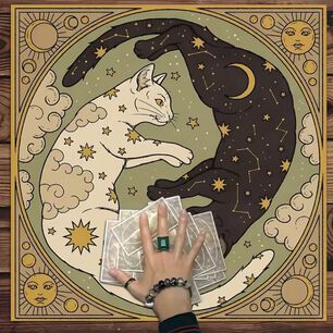 Mantel Para Tarot Y Or&aacute;culos Gatos Yin Yang 49 X 49 Cm