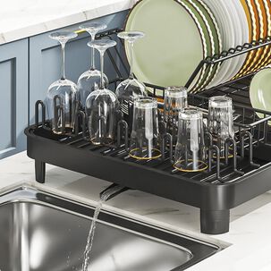 Escurridor Plegable De Platos Expansible Para Cocina Negra