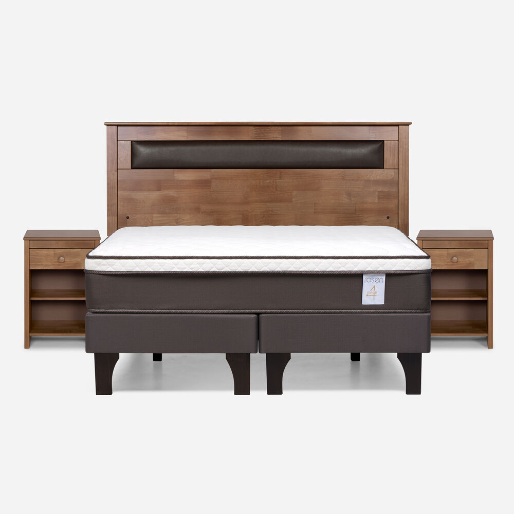 Cama Europea Rosen New Style 4 Plus / 2 Plazas / Base Dividida + Set De Maderas Ferrara image number 0.0