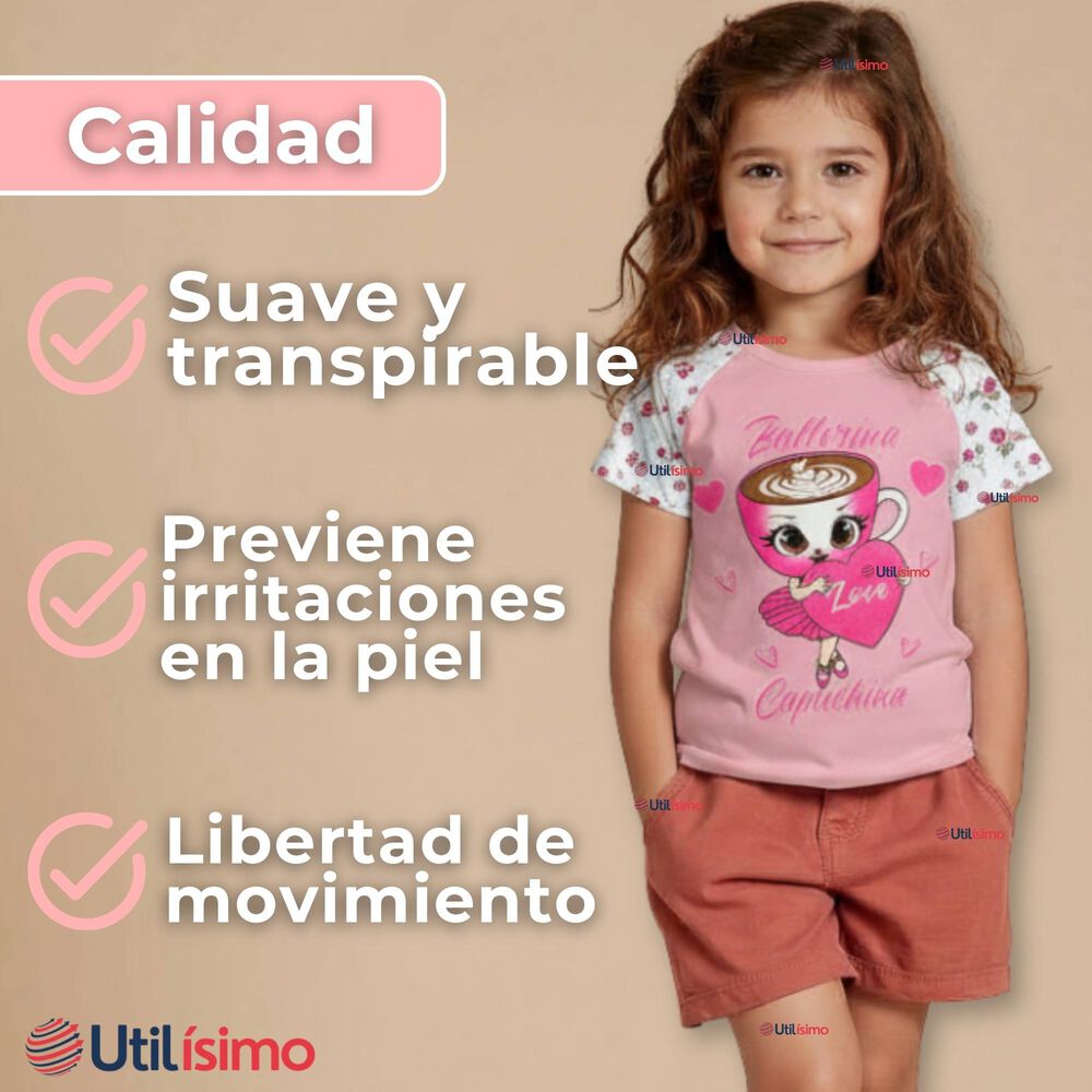 Polera Brainrots 100% Algod&oacute;n Manga Corta Ni&ntilde;a Tralalero Rosado image number 4.0