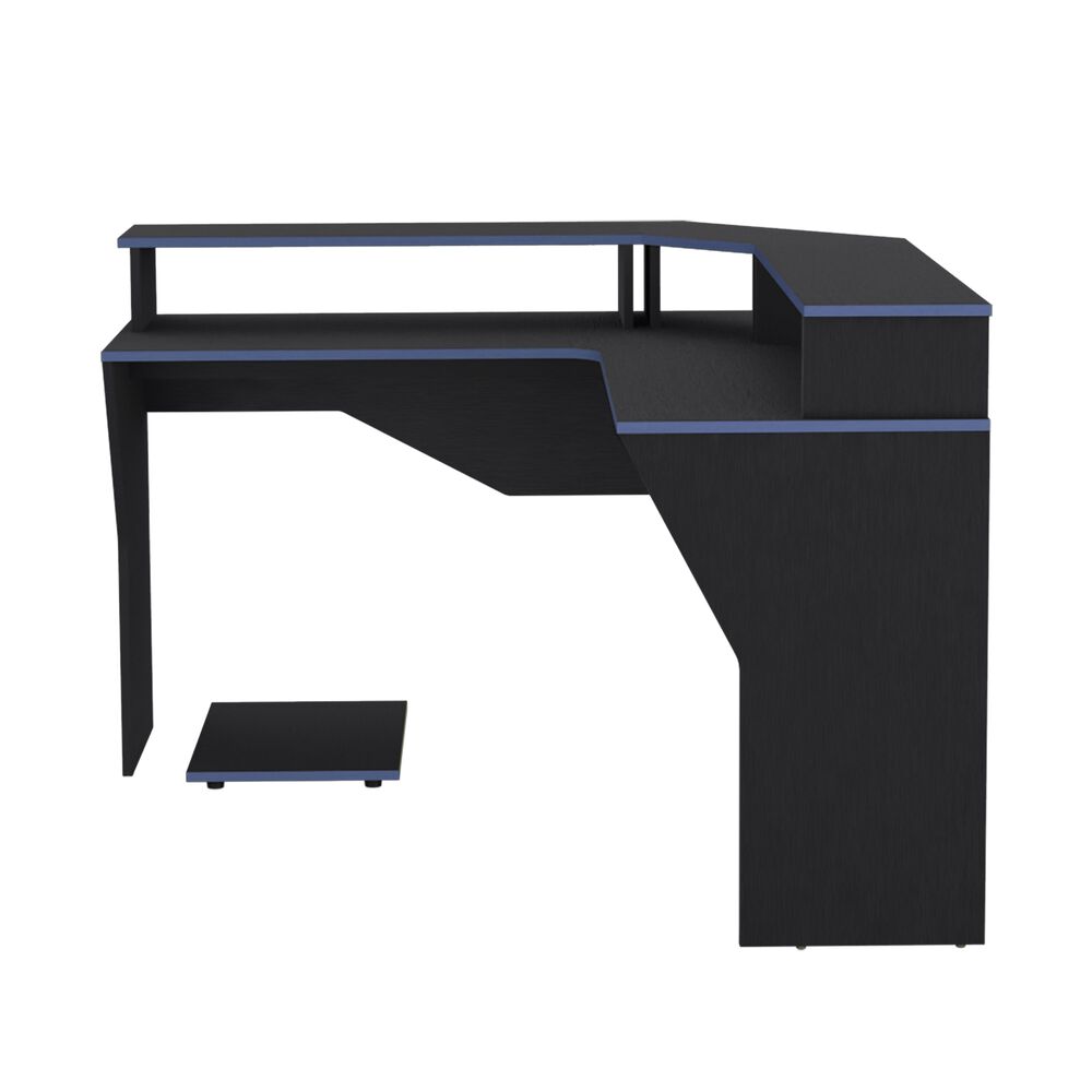 Escritorio Gamer En L 88,5x127,9x127,9 Cm Fm-046n Negro Y Azul image number 2.0