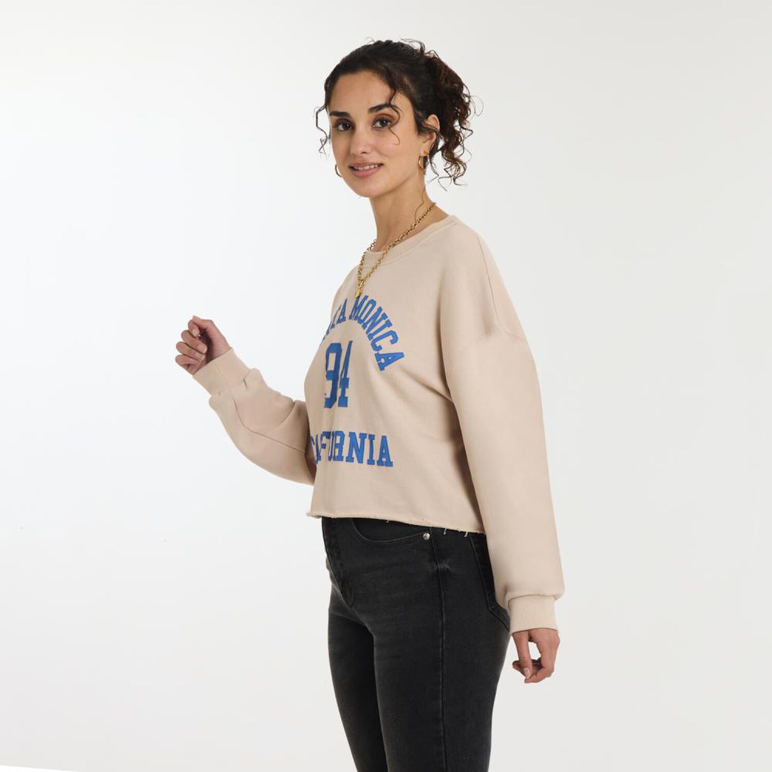 Poler&oacute;n Crop Estampado Cuello Redondo Mujer Freedom image number 2.0