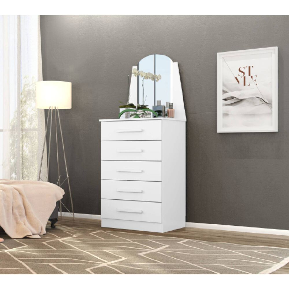 Comoda 5 Cajones Con Espejo Veneza Blanco image number 2.0