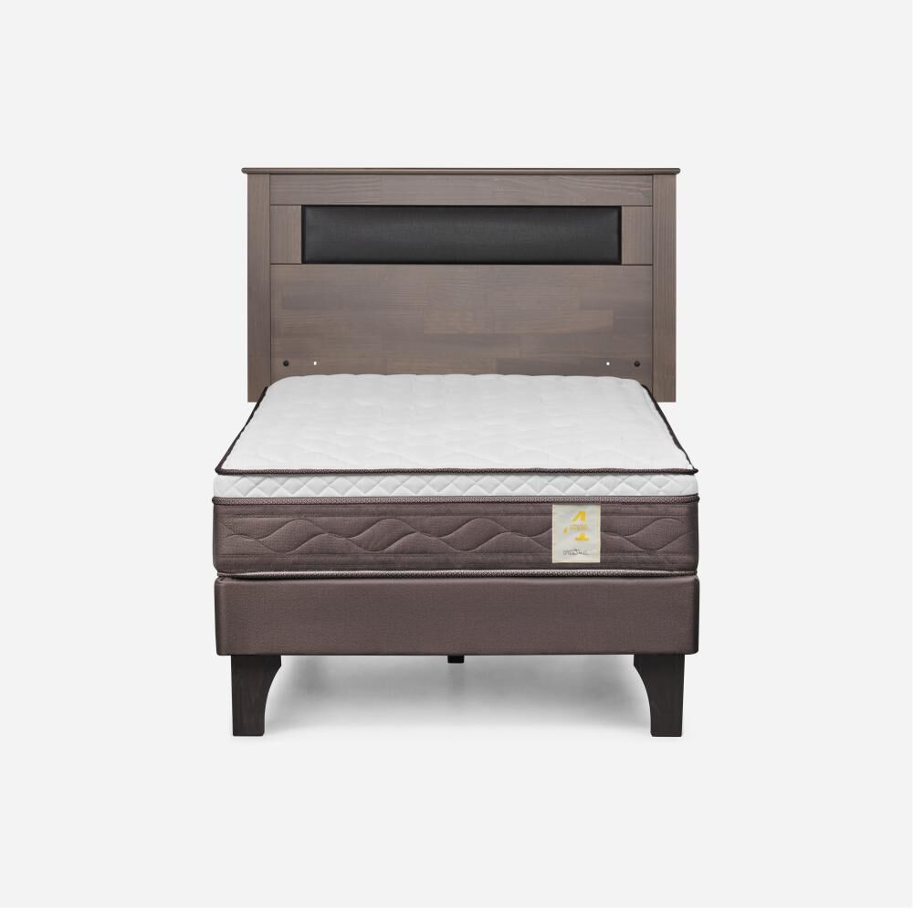 Cama Europea Rosen New Style 4 Plus / 1.5 Plazas / Base Normal  + Respaldo Ferrara Gris image number 0.0