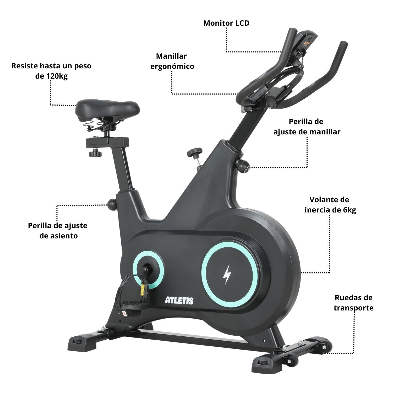 Bicicleta Spinning K300 Pro Con Volante Inercia 6 Kg Rojo image number 6.0