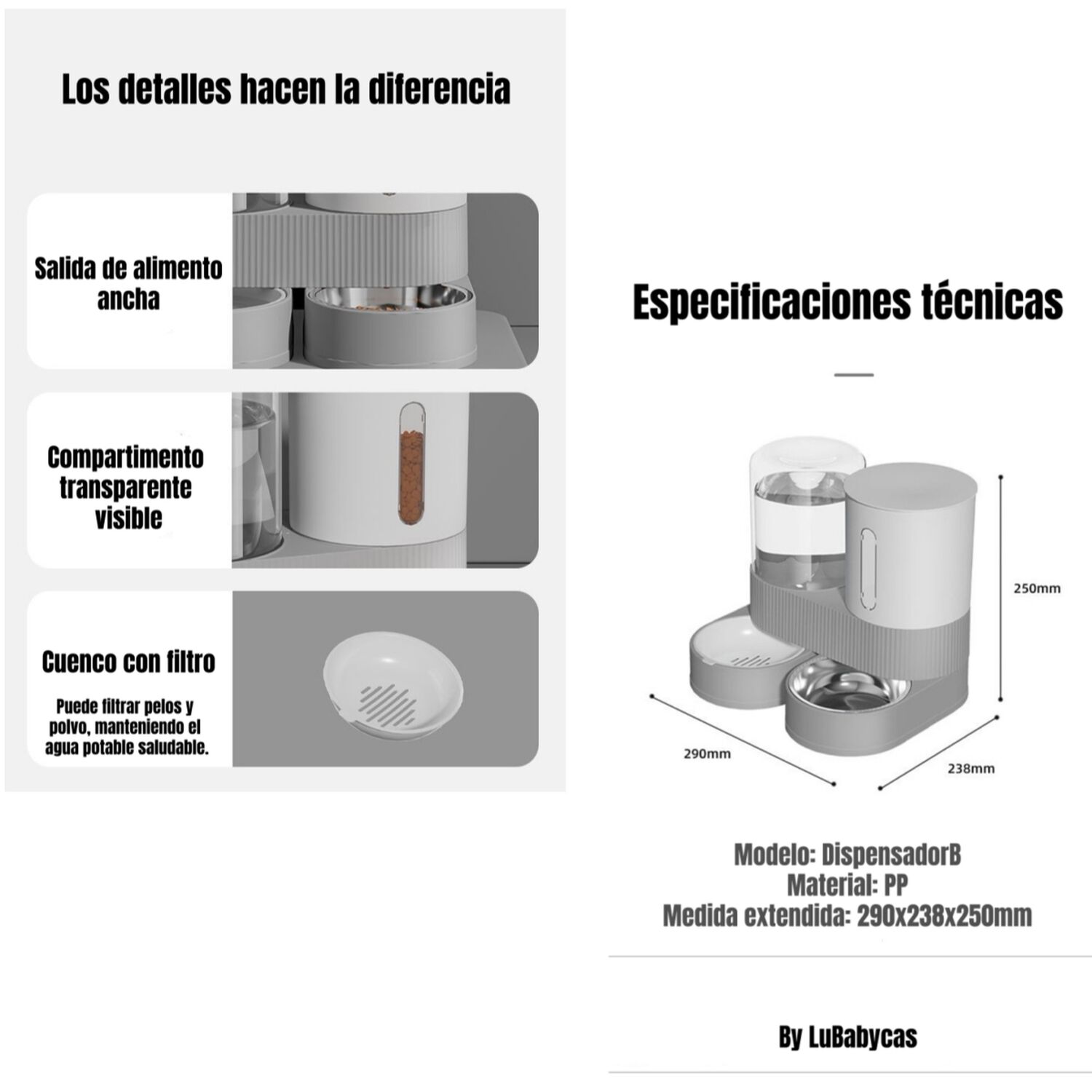 Dispensador 360 Autom&aacute;tico Agua Y Alimento 2 En 1 Lubabycas image number 2.0