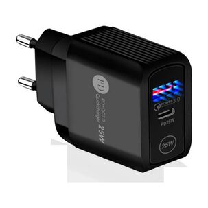 Cargador De Pared Para Celular 25w Tipo C Y Usb Normal Carga Rapida Para Iphone Android Samsung