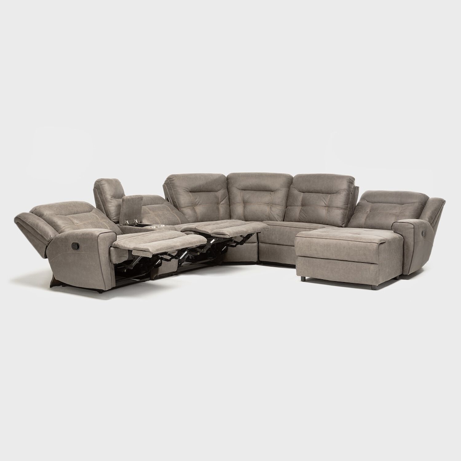 Sof&aacute; Seccional Reclinable Moderno Caf&eacute; Grand image number 8.0