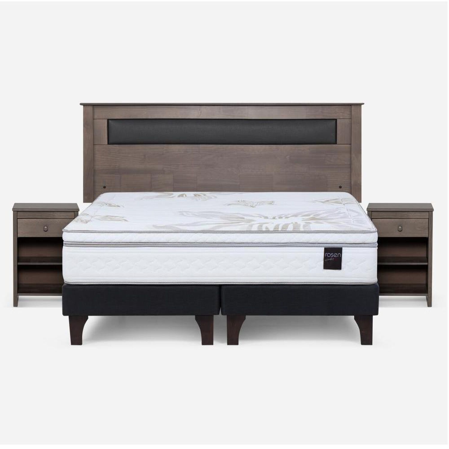 Cama Europea Rosen Art 4 / King / Base Dividida  + Set Maderas Ferrara Gris image number 0.0